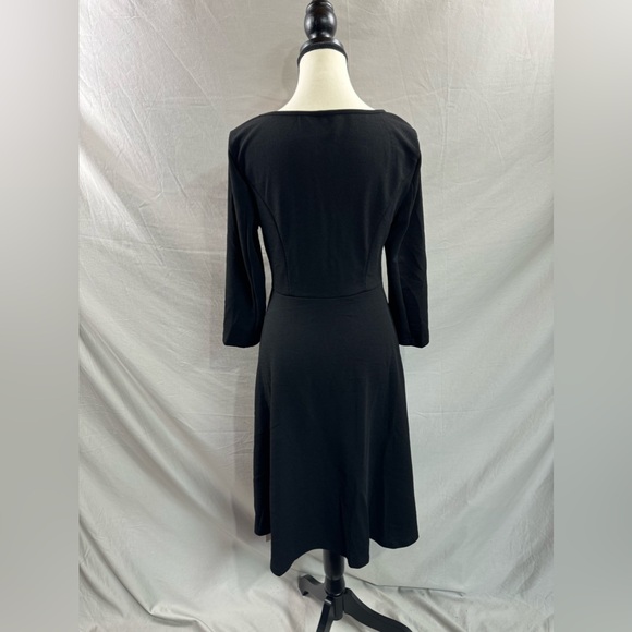 A-Line Pearl Button Square Neck Dress Black - Picture 11 of 11